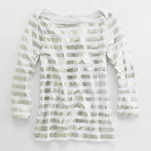 J. CREW Fade Out Sailor Tee Shirt Top Gold White